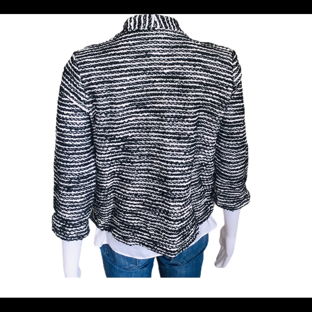 H&M Black Textured Tweed Cropped Blazer Academia Preppy Small - Picture 4 of 11